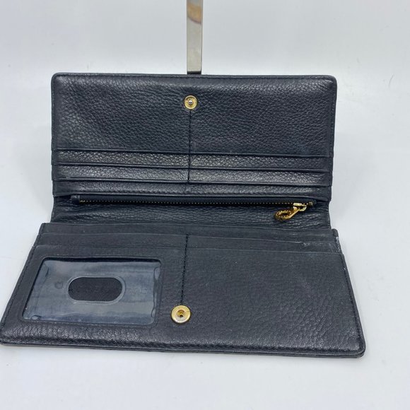 Marc Jacobs Black Cream Leather Dual Fold Wallet - Picture 3 of 8